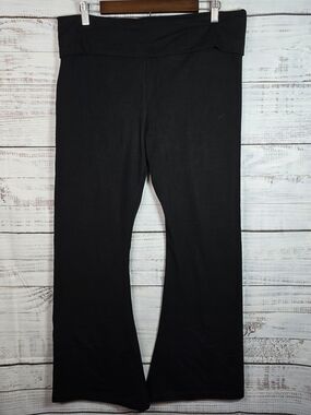 PINK Victoria’s Secret Black Foldover Yoga Pants XL Flare Leg Athleisure